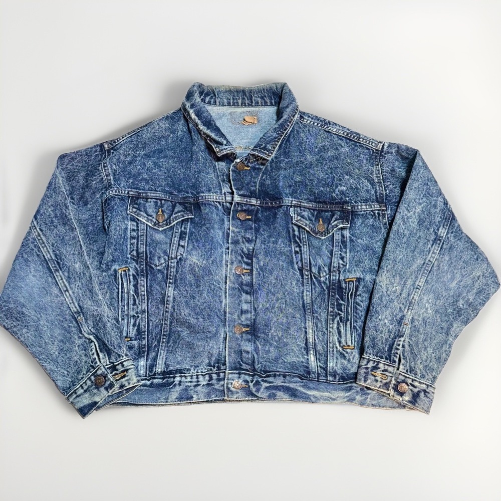 Levis Trucker Jacket XL Vintage 75068-0227 Acid Wash Blue Denim Made in USA